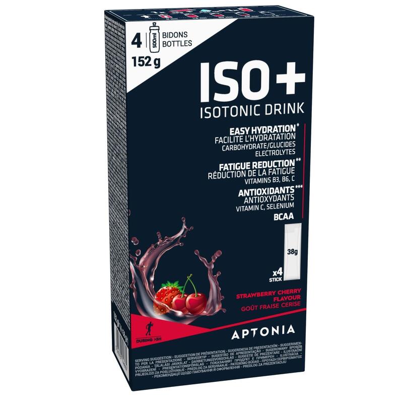 Dozowany napój izotoniczny w proszku ISO+ truskawkowo-czereśniowy 4 x 38 g