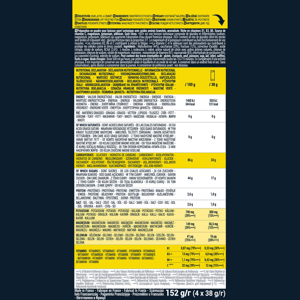 Isotonic Drink Powder ISO+ - Lemon 4⨯38 g