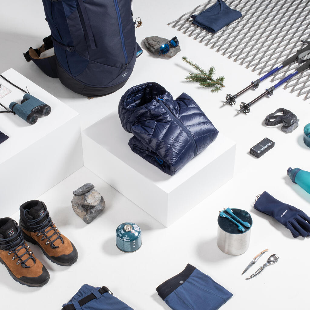 Men’s hiking hooded down jacket -5°C MH100 - Blue