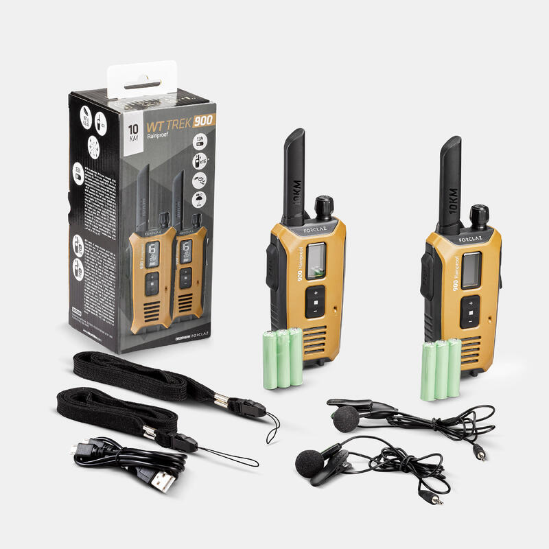 Set de 2 Walkie Talkie etanșe și încărcabile prin USB Trekking TREK 900 10km