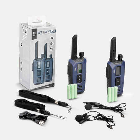 Ζεύγος επαναφορτιζόμενων με USB Walkie-talkie - WT TREK 500 - 10 km