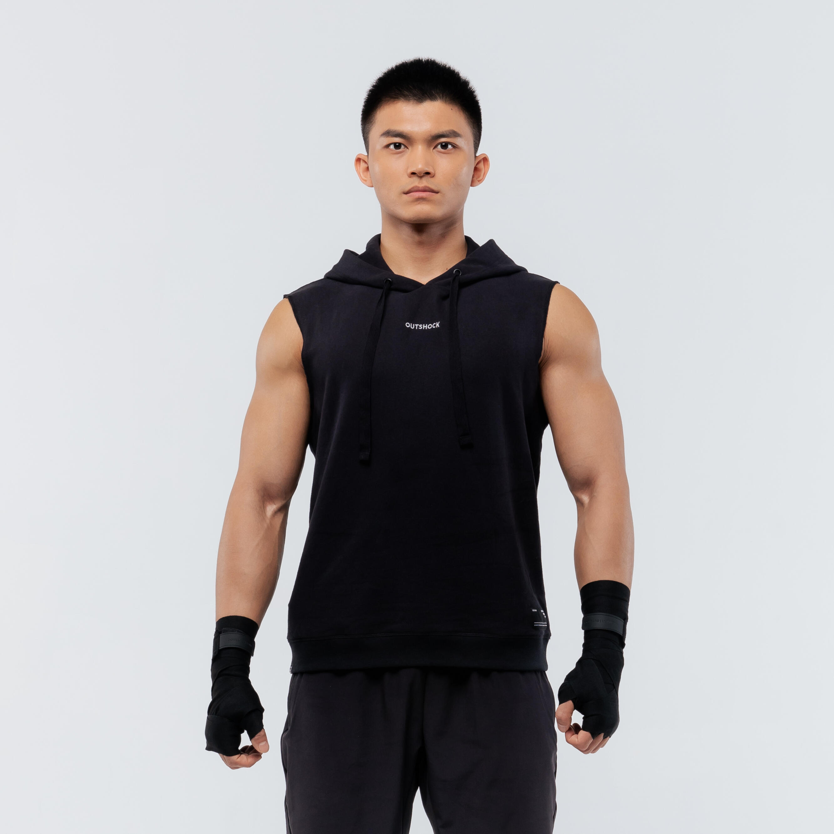 Men s Hoodie Tank Top Black