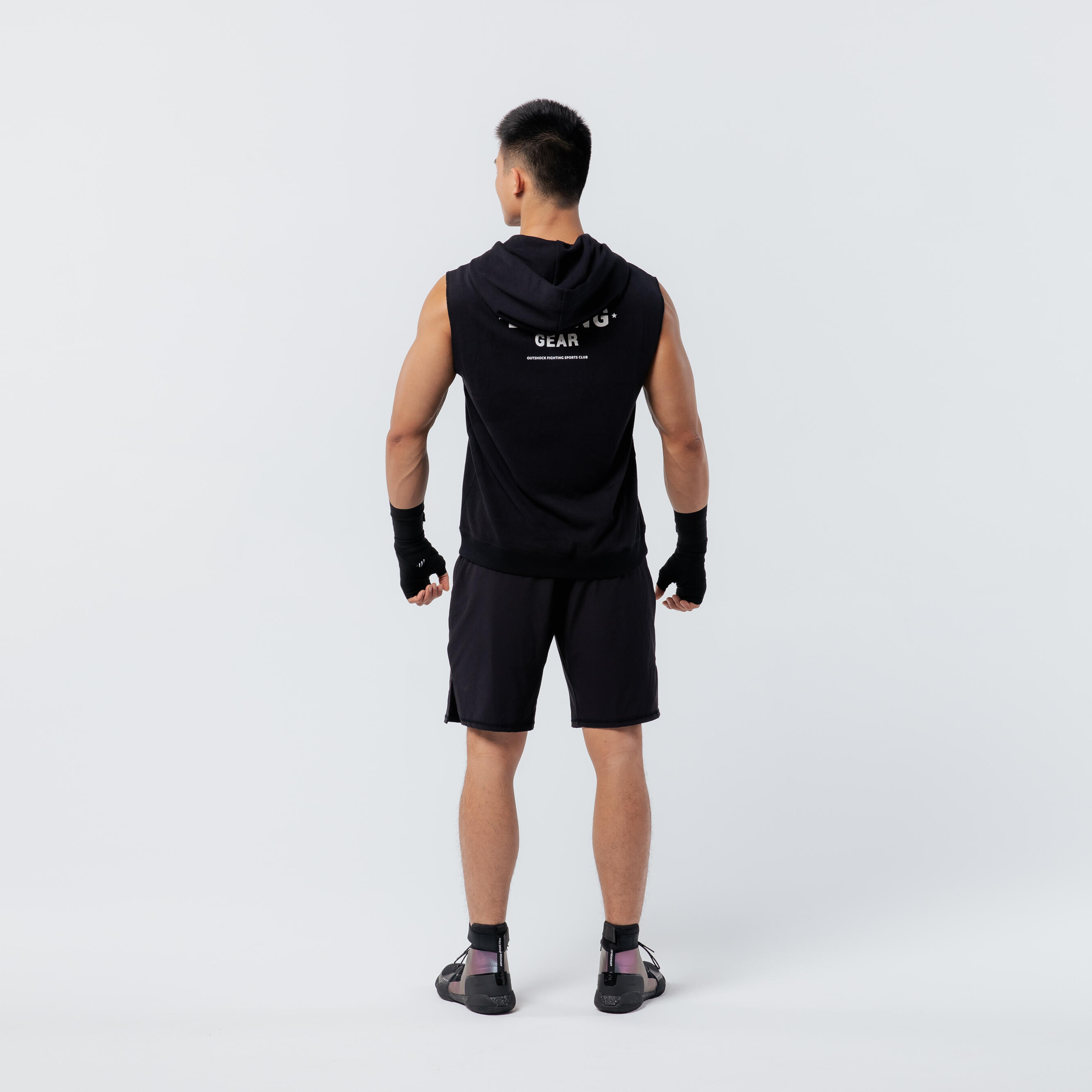 トップス VIAVANDA DISTORTION HOODIE TANK TOP Boxing Hooded Tank Top - Black