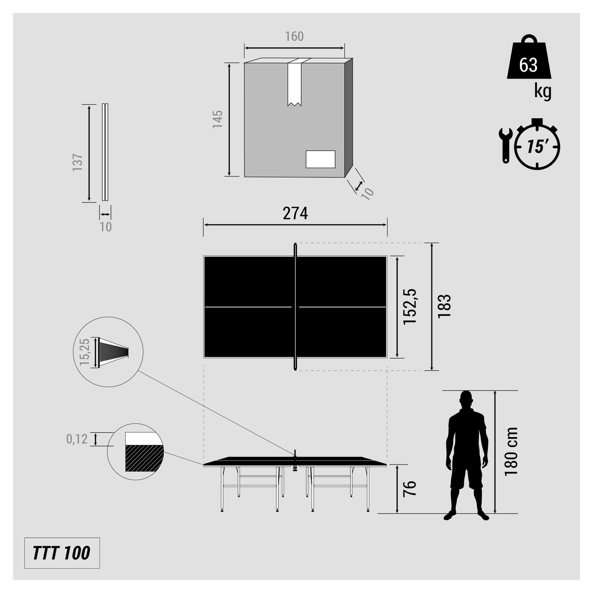 Table Tennis Table TTT 100 2/7