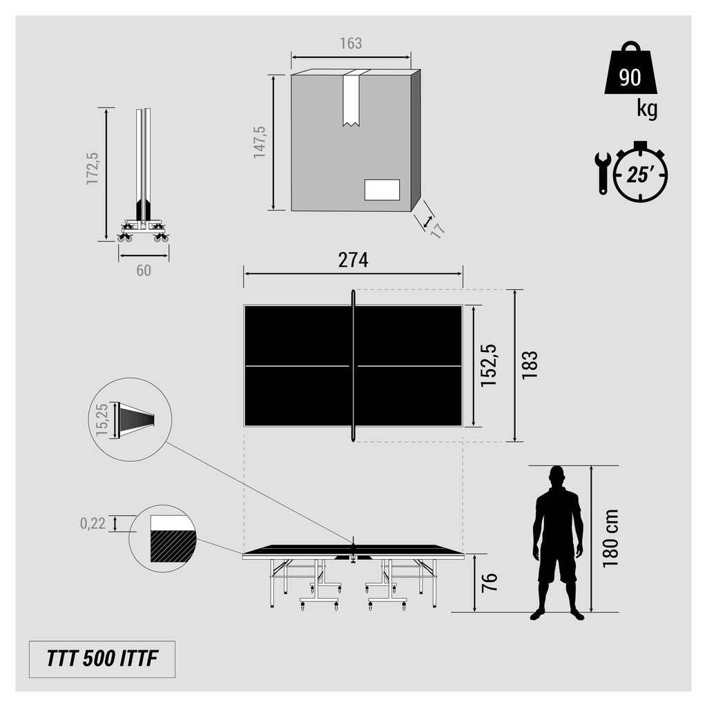 ITTF Approved Club Table Tennis Table TTT 500