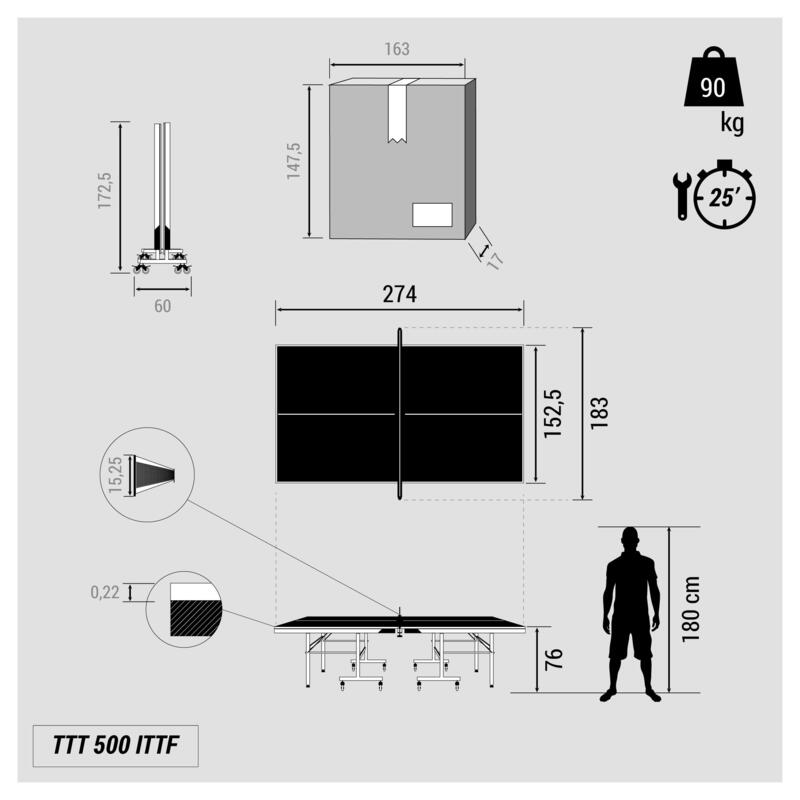 Tavolo ping pong TTT 500 ITTF
