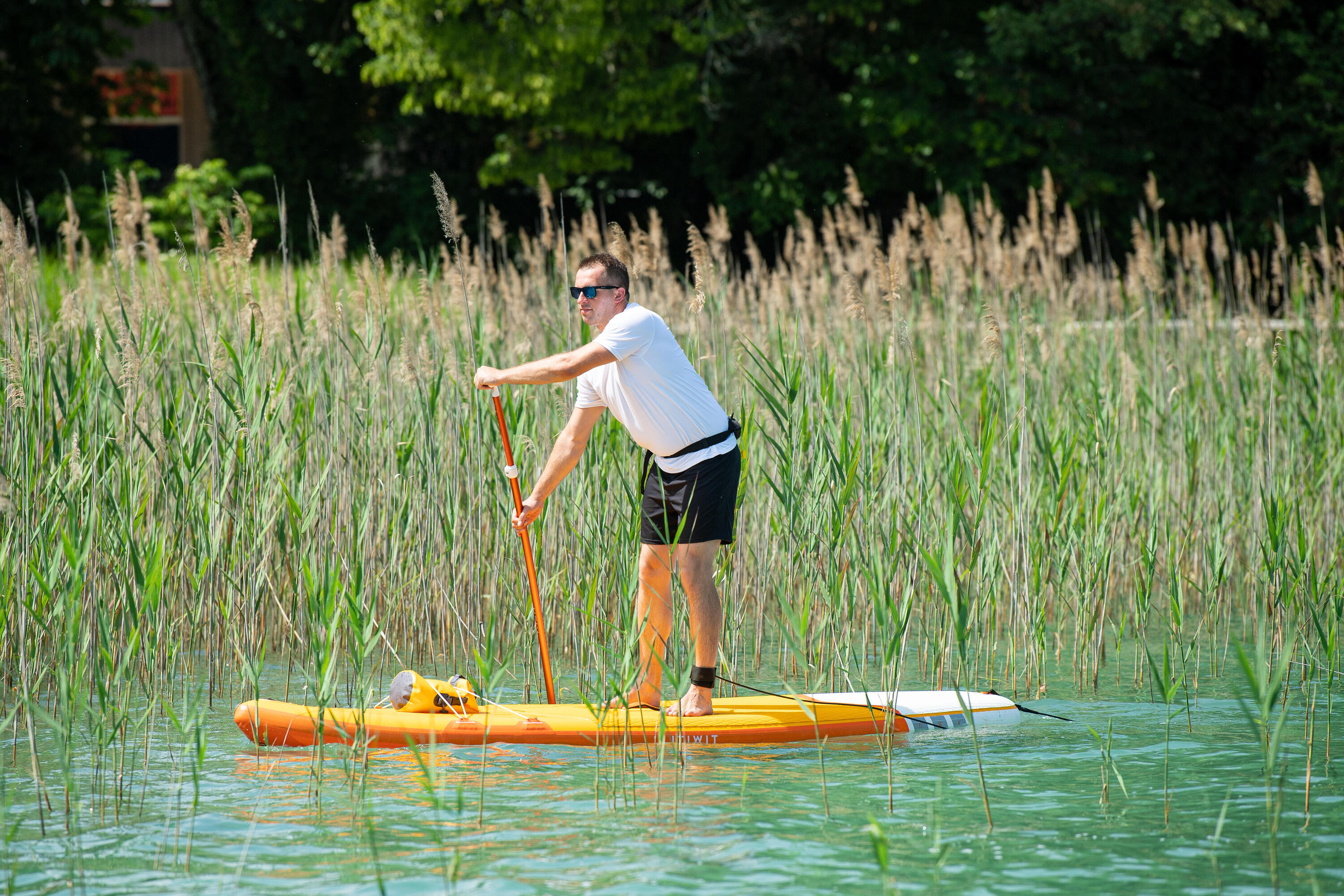 2-PART STAND-UP PADDLEBOARD PADDLE 100 ADJUSTABLE 170-220 CM - ORANGE 2/14