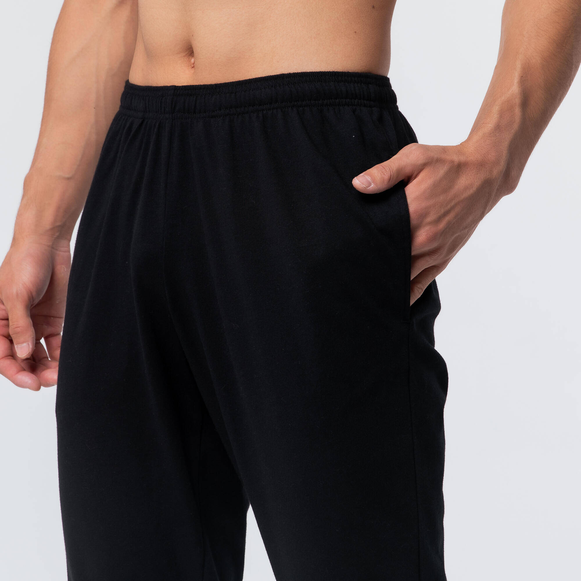 Men Gym Soft Trackpants, Stretchable, Elastic Waist, Straight Fit 100 - Black -  5