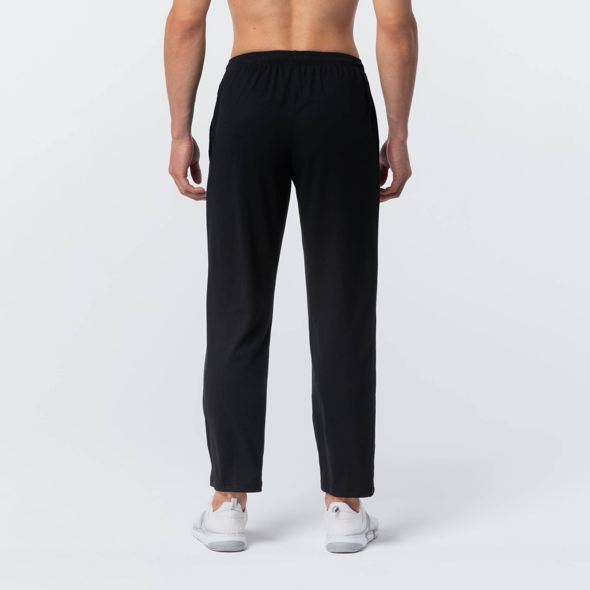 Men Gym Soft Trackpants, Stretchable, Elastic Waist, Straight Fit 100 - Black -  3
