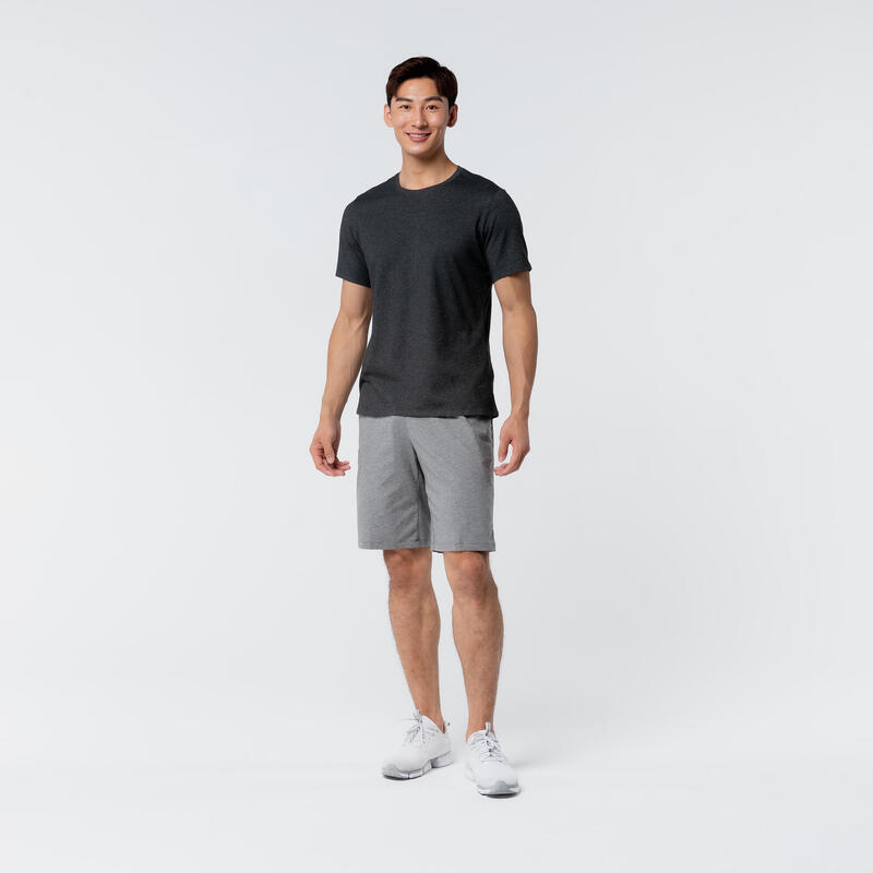 T-shirt uomo fitness 500 regular misto cotone grigia scura melange