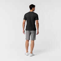 Men's Short-Sleeved Straight-Cut Crew Neck Cotton Fitness T-Shirt 500 - Grey