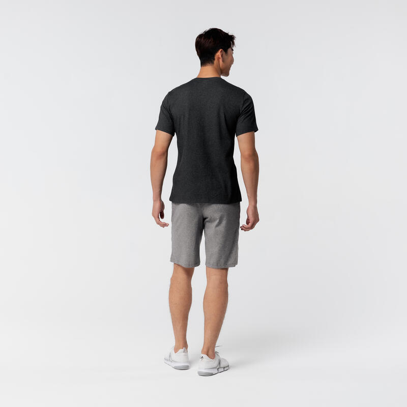 T-shirt fitness manches courtes droit col rond coton homme - 500 gris