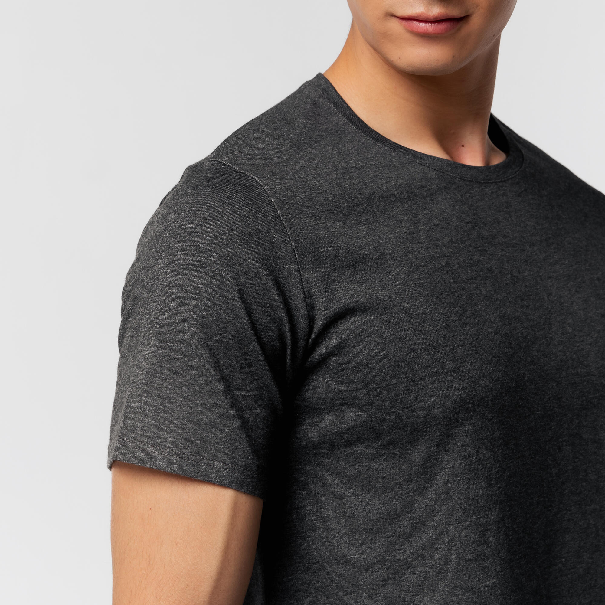 Men's Short-Sleeved Straight-Cut Crew Neck Cotton Fitness T-Shirt 500 - Grey 9/21