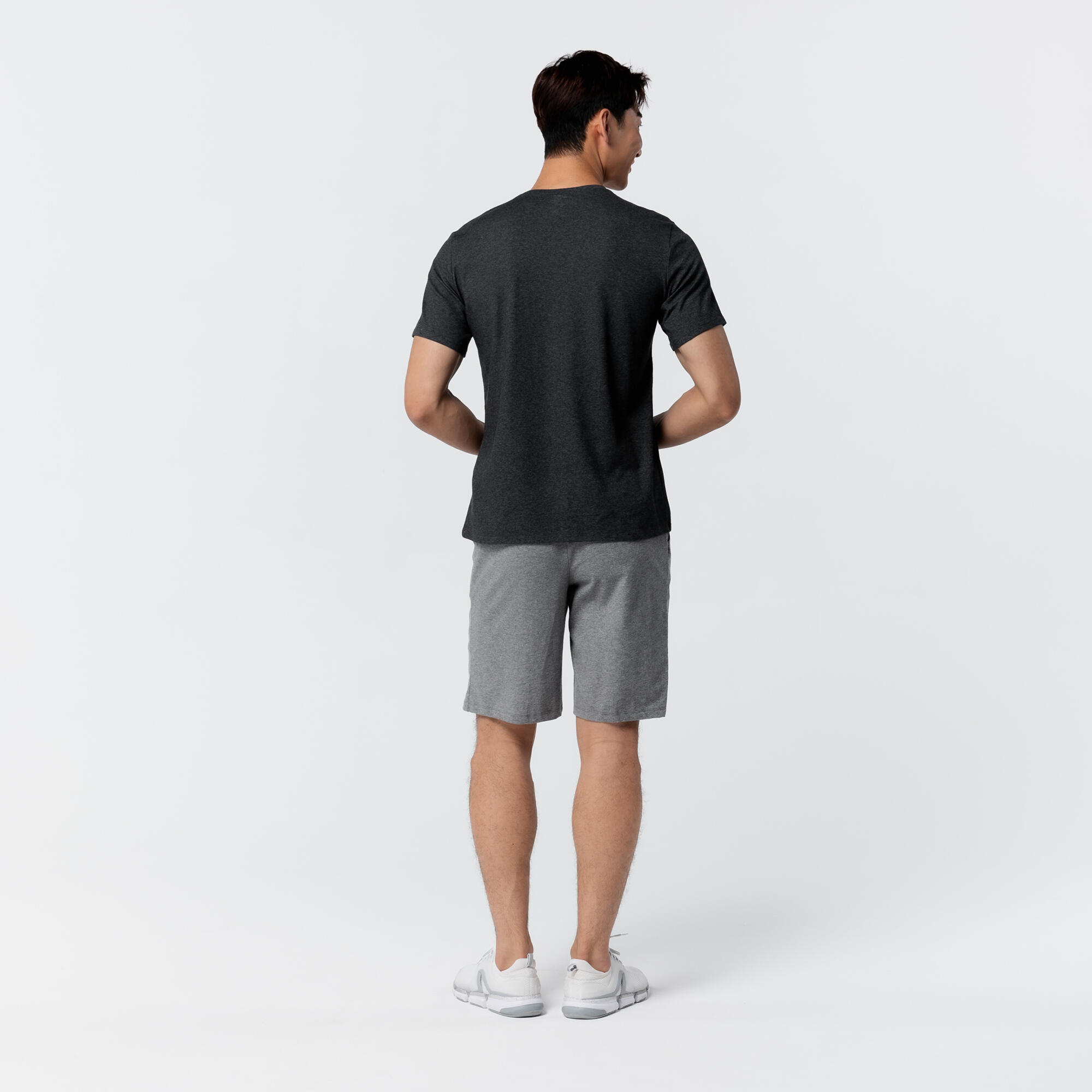 Men's Short-Sleeved Straight-Cut Crew Neck Cotton Fitness T-Shirt 500 - Grey 8/21