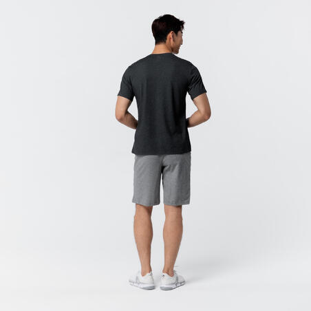 T-shirt fitness manches courtes droit col rond coton homme - 500 gris