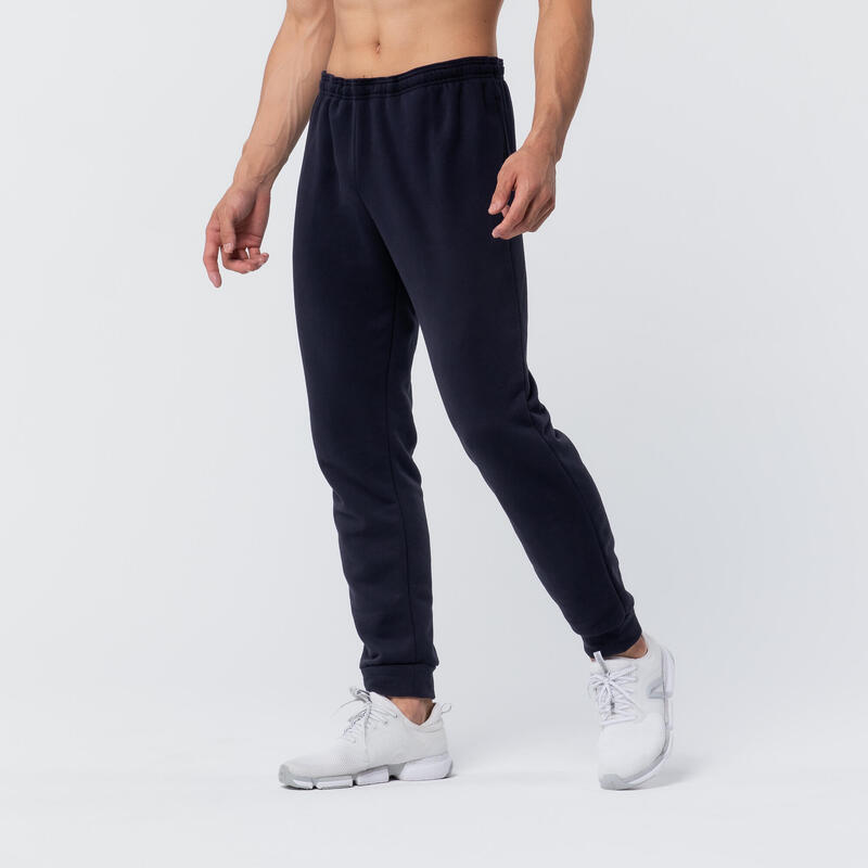 Pantalon de trening călduros Regular 100 Fitness Warm Bleumarin Bărbați