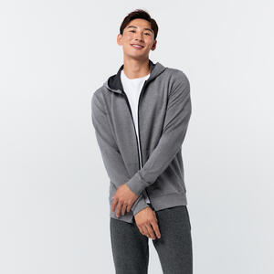 Chaqueta fitness con cremallera y capucha Hombre Domyos gris