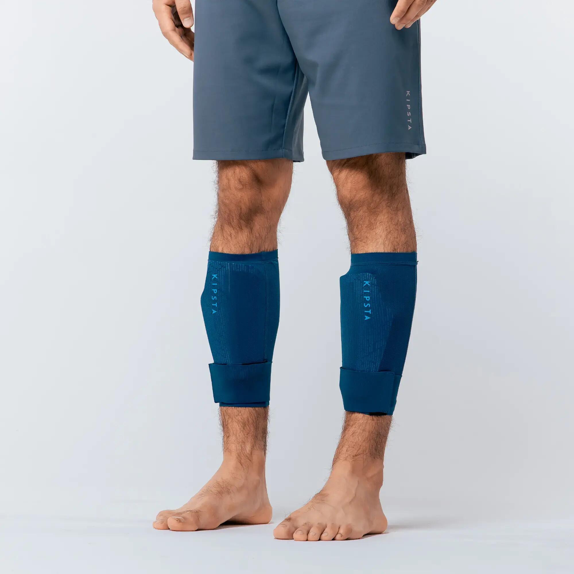 Canilleras de fútbol para adulto Kipsta Viralto F500 azules 9/10
