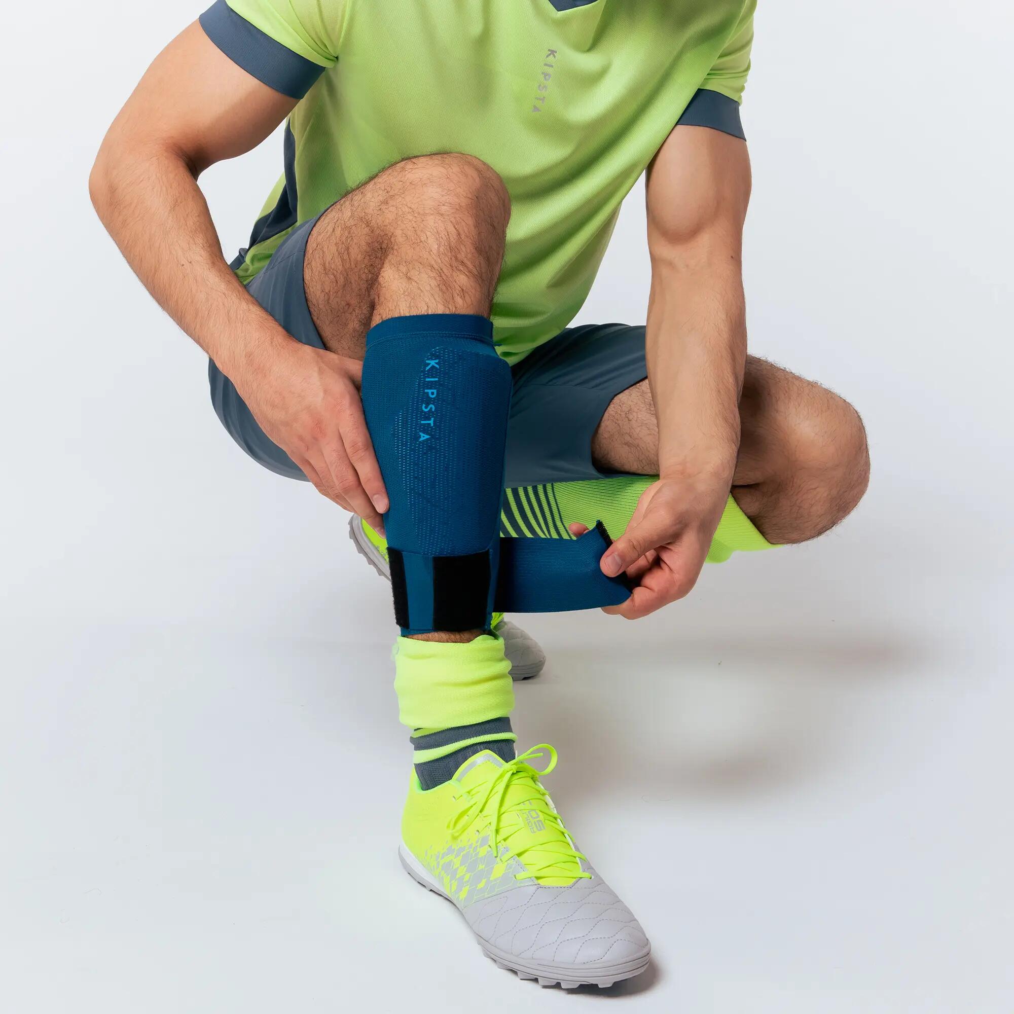 Canilleras de fútbol para adulto Kipsta Viralto F500 azules 2/10