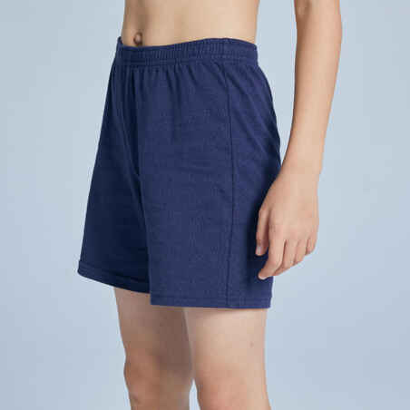 Pantalón corto short chandal gimnasia Domyos niño y niña básico azul