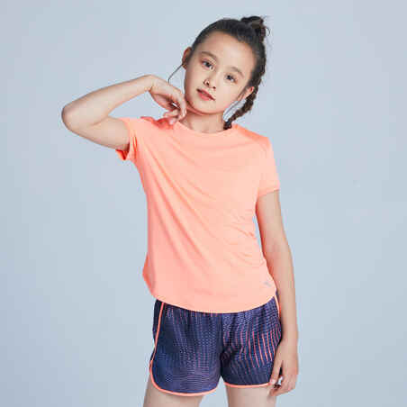 Girls' Breathable T-Shirt - Coral/Print
