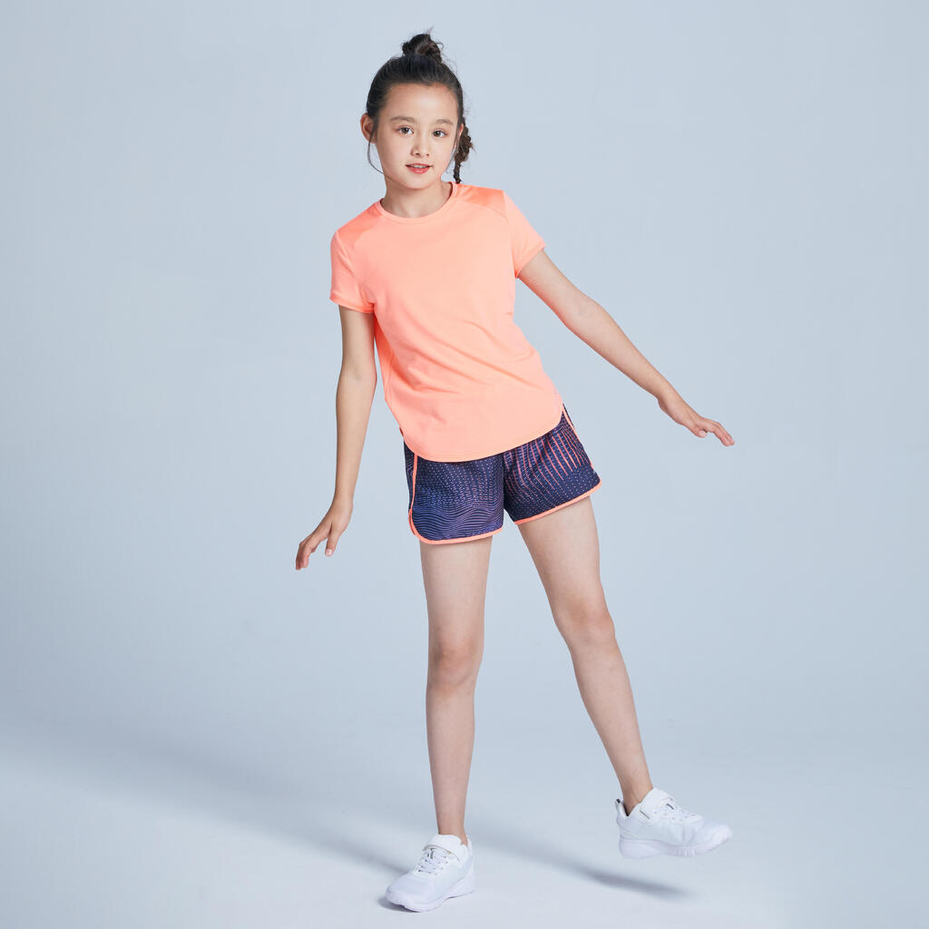 Girls' Breathable T-Shirt - Coral/Print