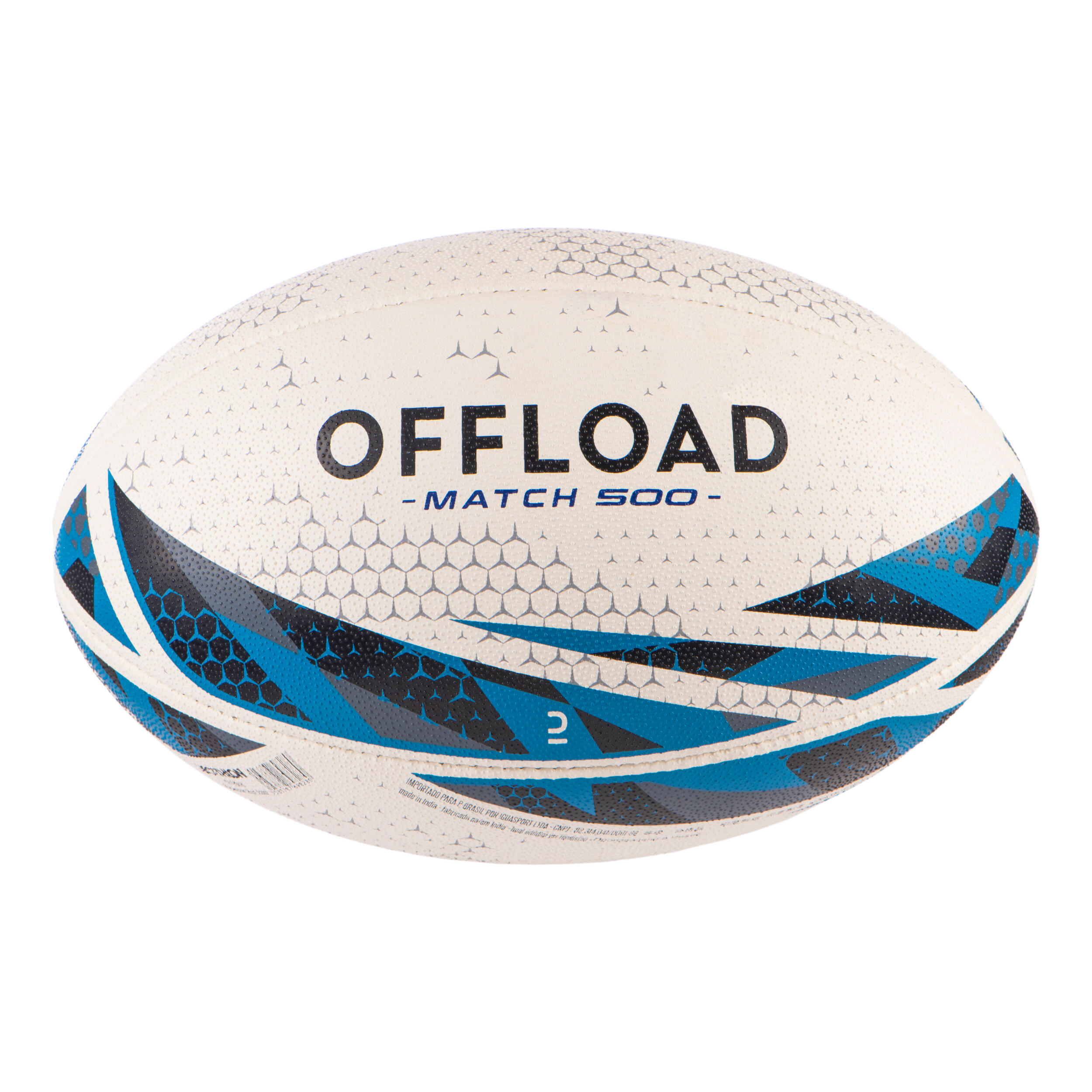 Size 5 Rugby Ball R500 Match - White 1/8