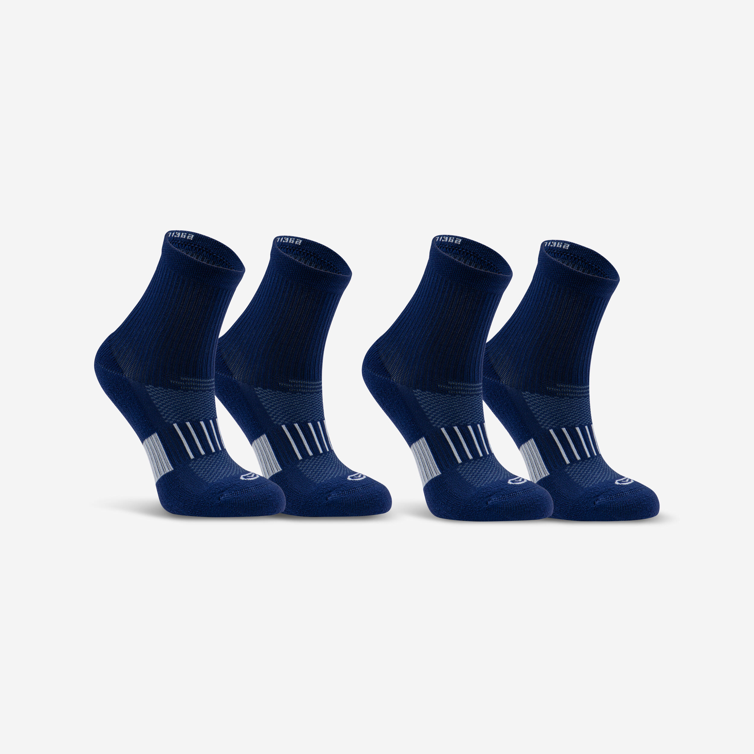 KIPRUN 500 MID kids' running socks 2-pack - navy blue 1/5