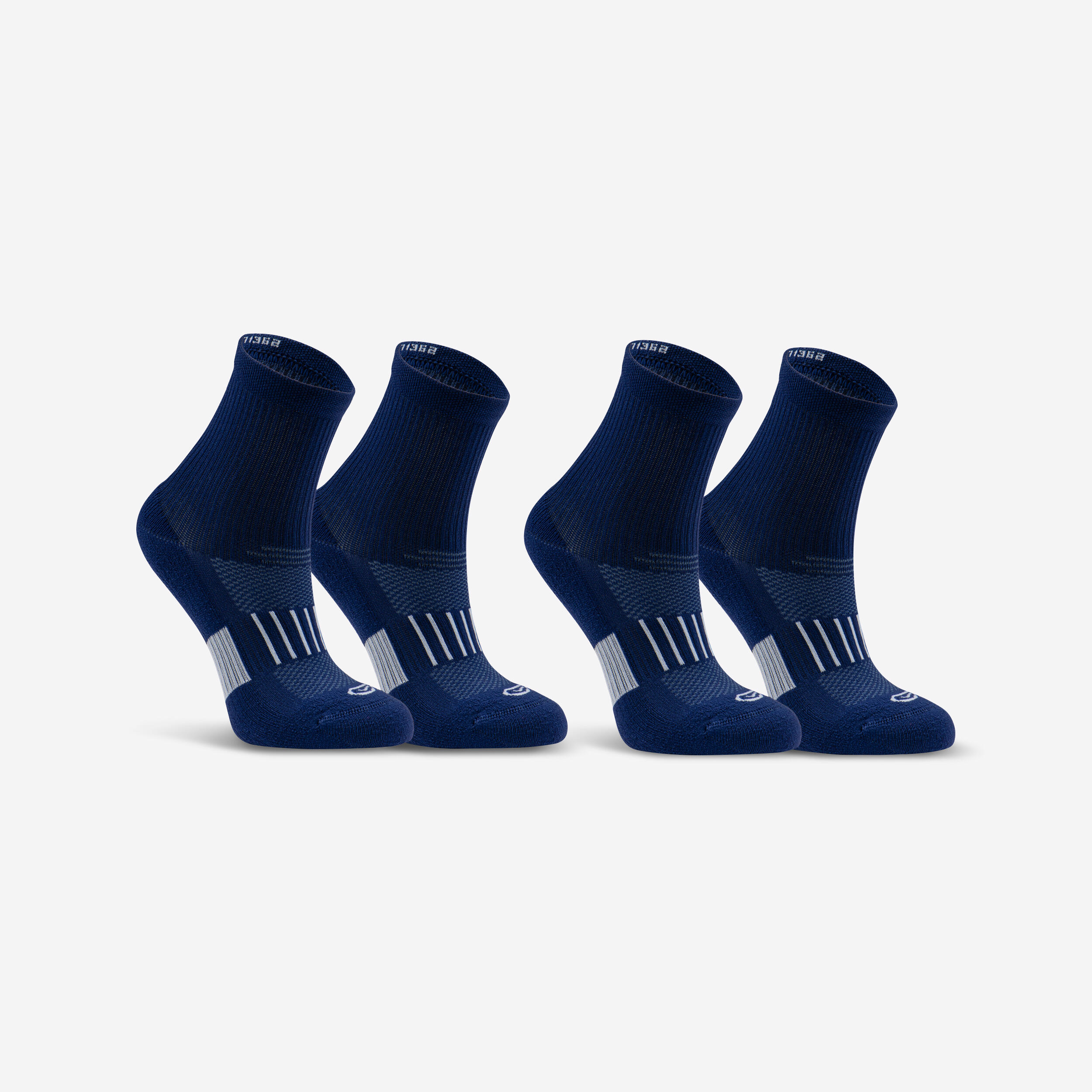 X2 pack of children's running socks -KIPRUN 500 MID navy blue