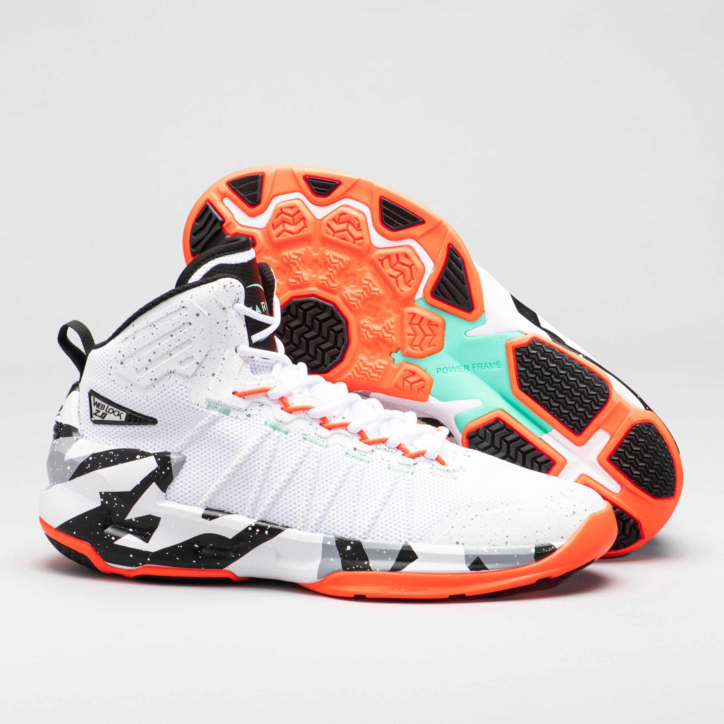 CHAUSSURES DE BASKETBALL SHIELD 500 GRIS ORANGE - Decathlon Tunisie