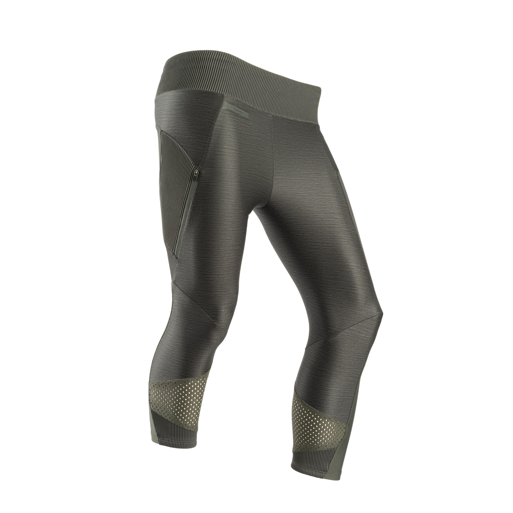 Women's breathable short running leggings Dry+ Feel - khaki 3/39