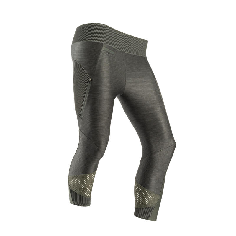 Dámské běžecké prodyšné 3/4 legíny Dry+ Feel khaki 