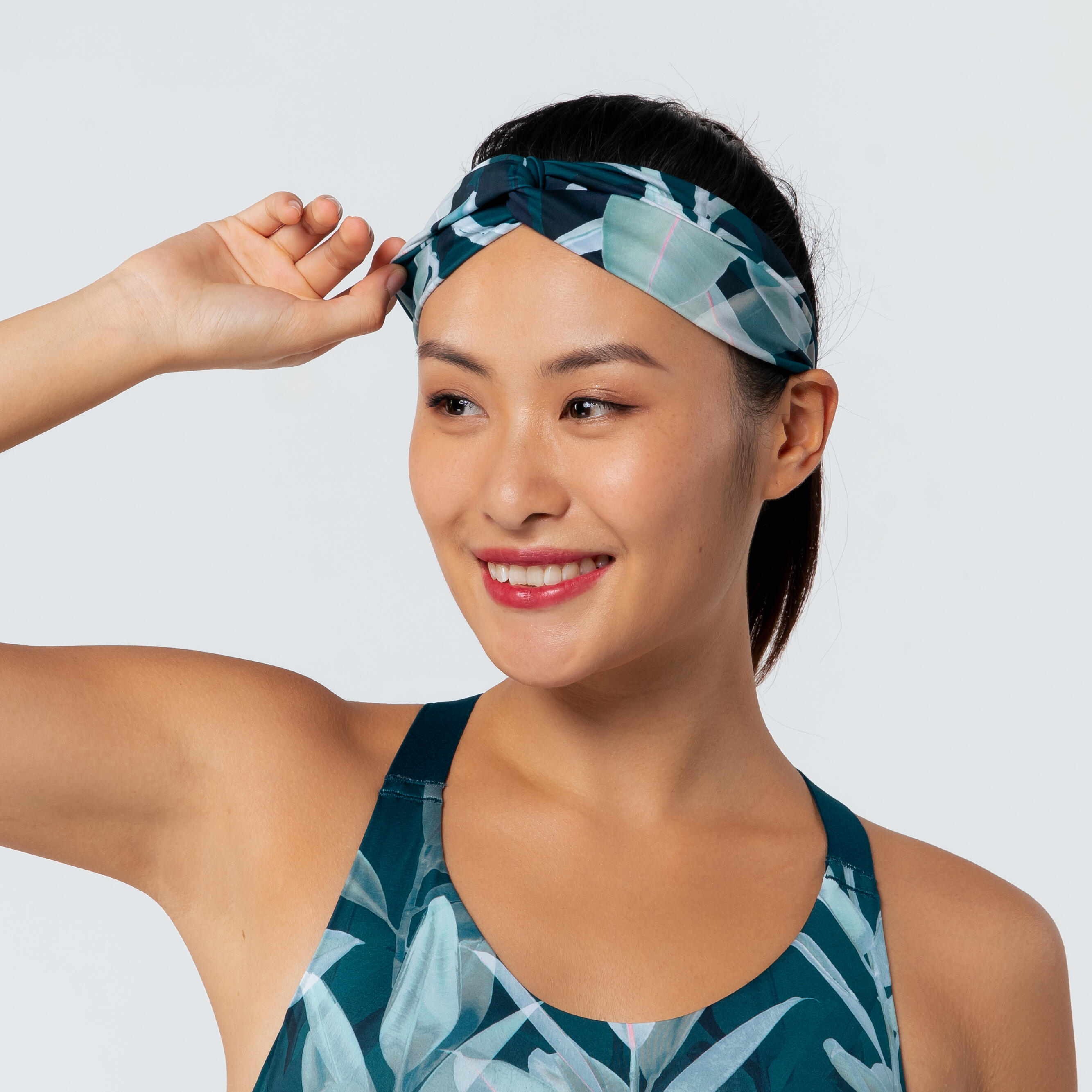 Women's Fitness Cardio Training Headband with Elastic - Printed Green 2/4
