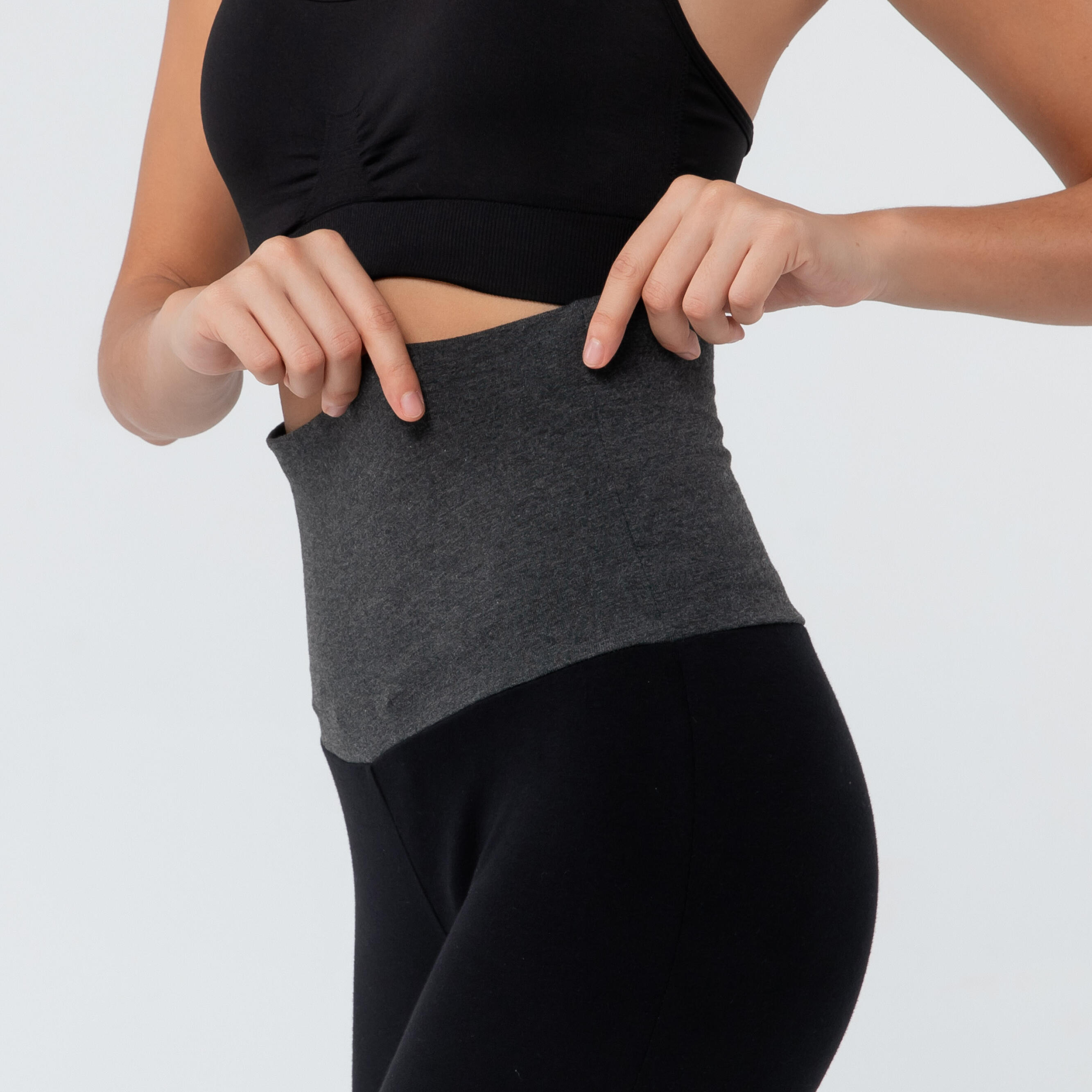 Women's Cotton Yoga Leggings - Black/Grey 12/28