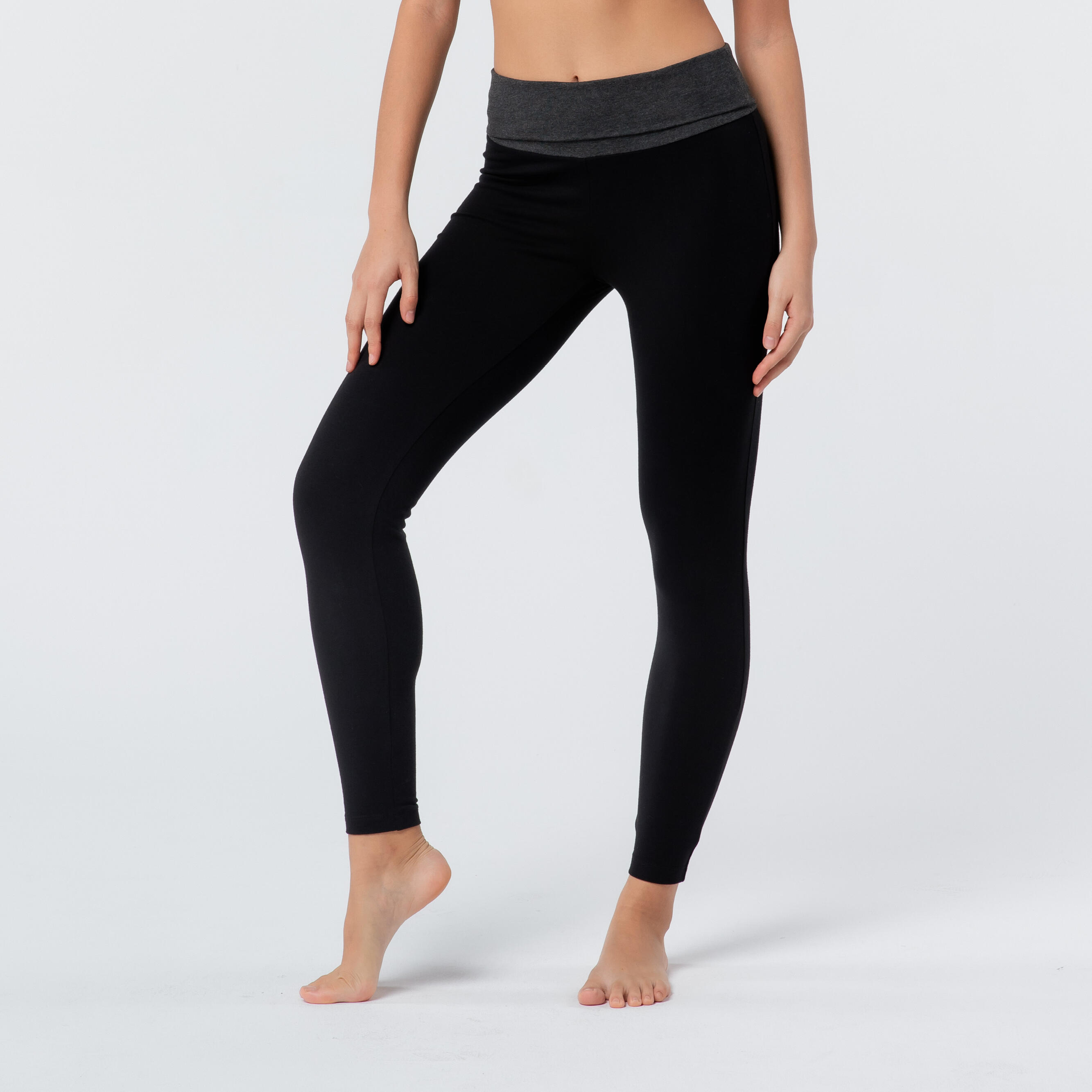Women's Cotton Yoga Leggings - Black/Grey 11/28