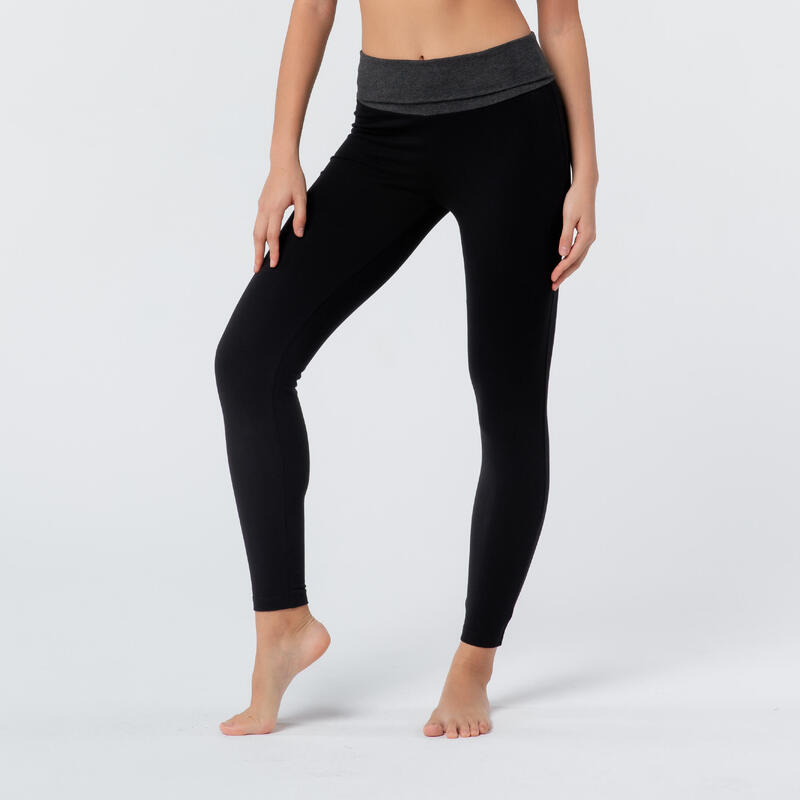 LEGGINGS DE YOGA SUAVE EM ALGODÃO MULHER PRETO/CINZENTO