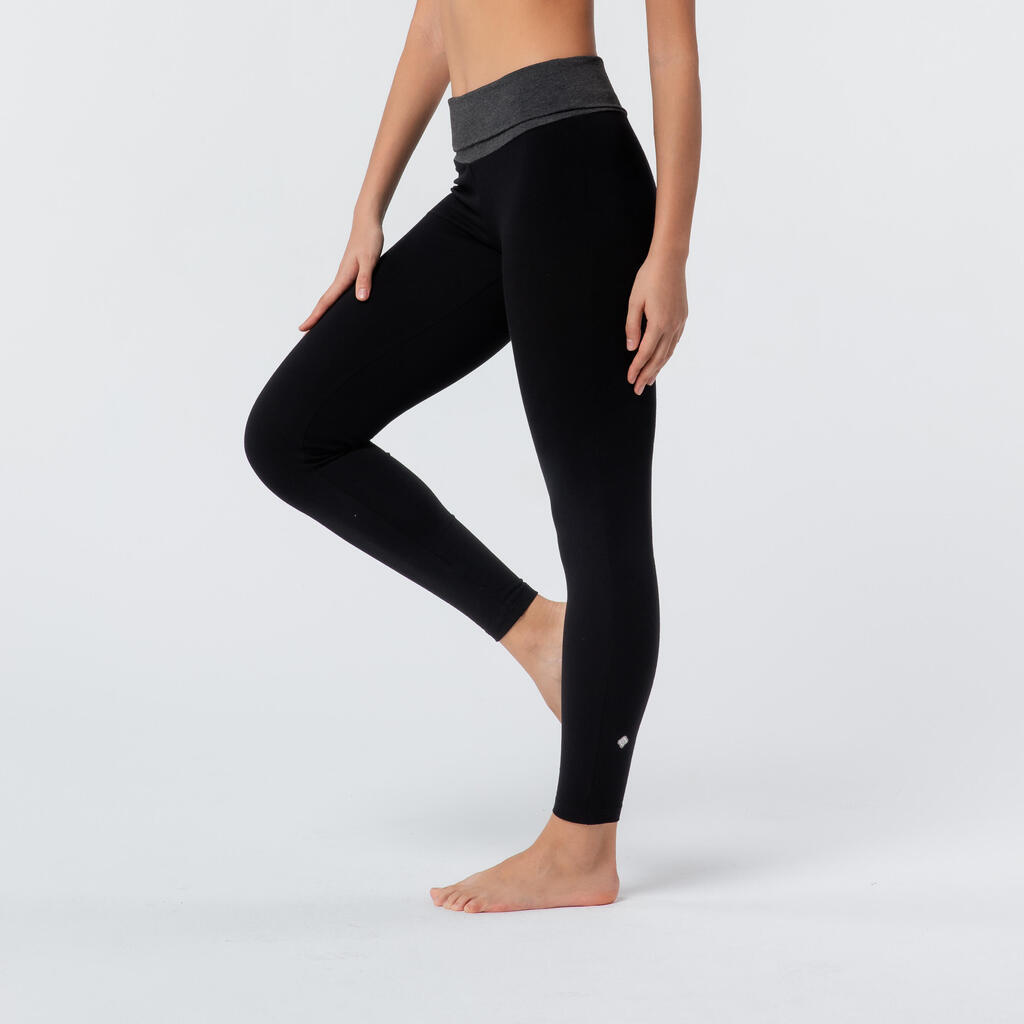 LEGGING COTON YOGA FEMME  NOIR / GRIS