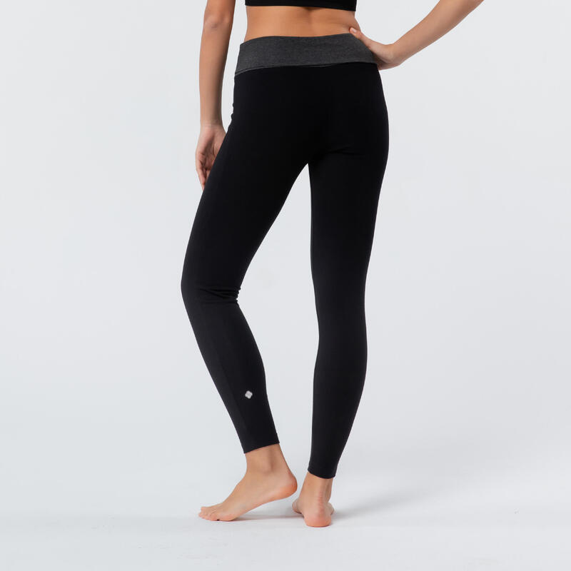 LEGGINGS DE YOGA SUAVE EM ALGODÃO MULHER PRETO/CINZENTO