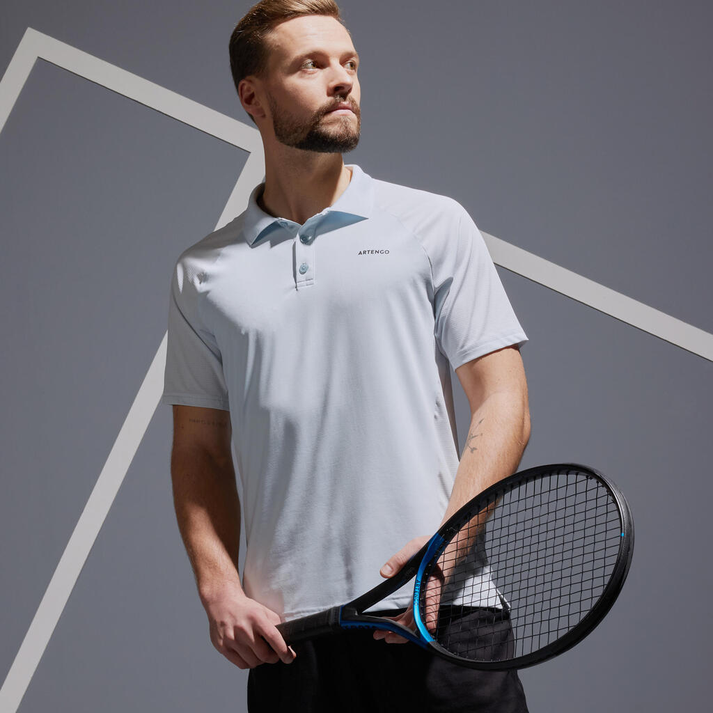 Tennis-Poloshirt Dry 500 Herren blau/weiss