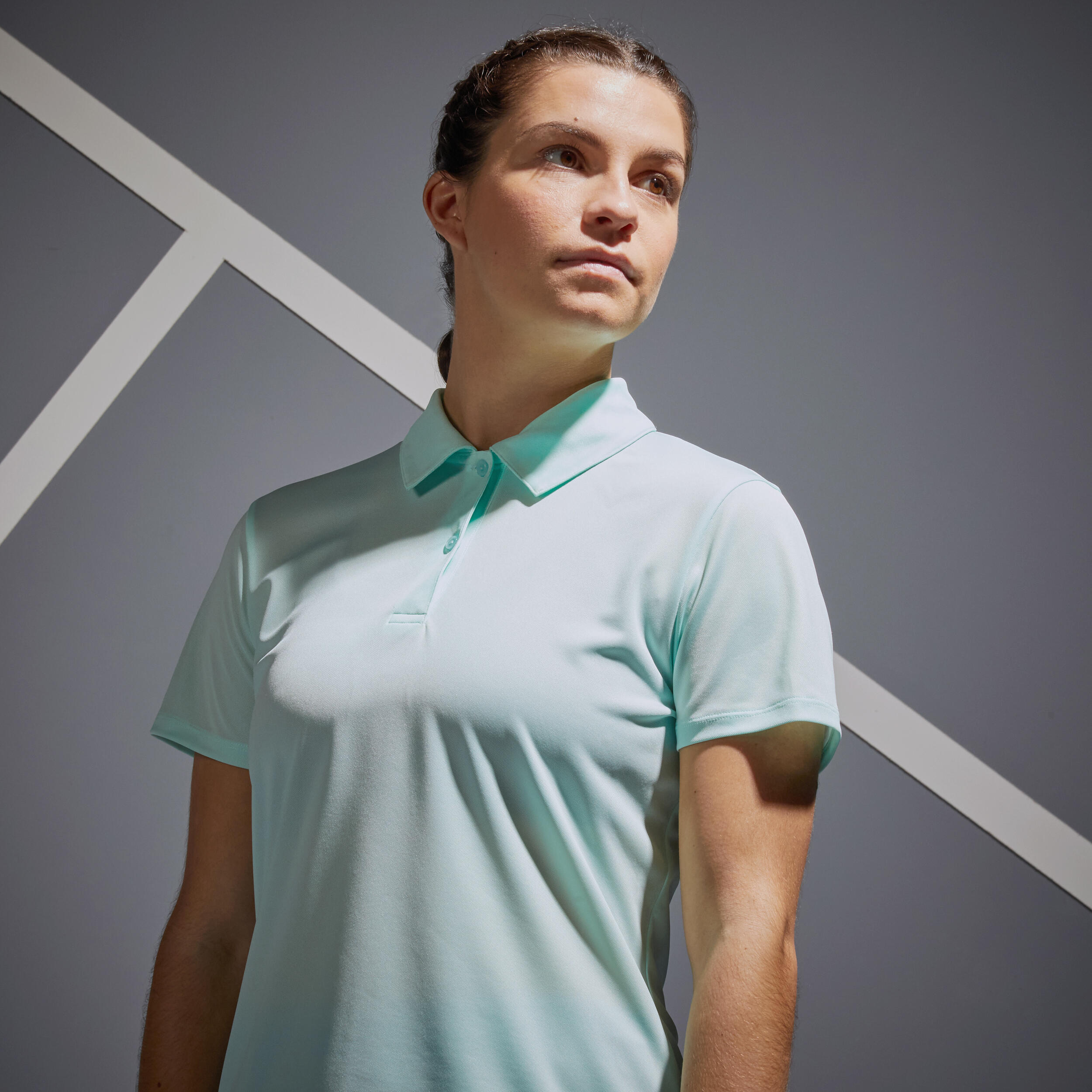 Women's Tennis Polo Shirt Dry 100 - Light Green 3/5