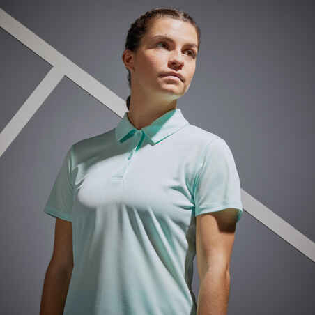 Tennis Poloshirt Damen DRY 100 hellgrün