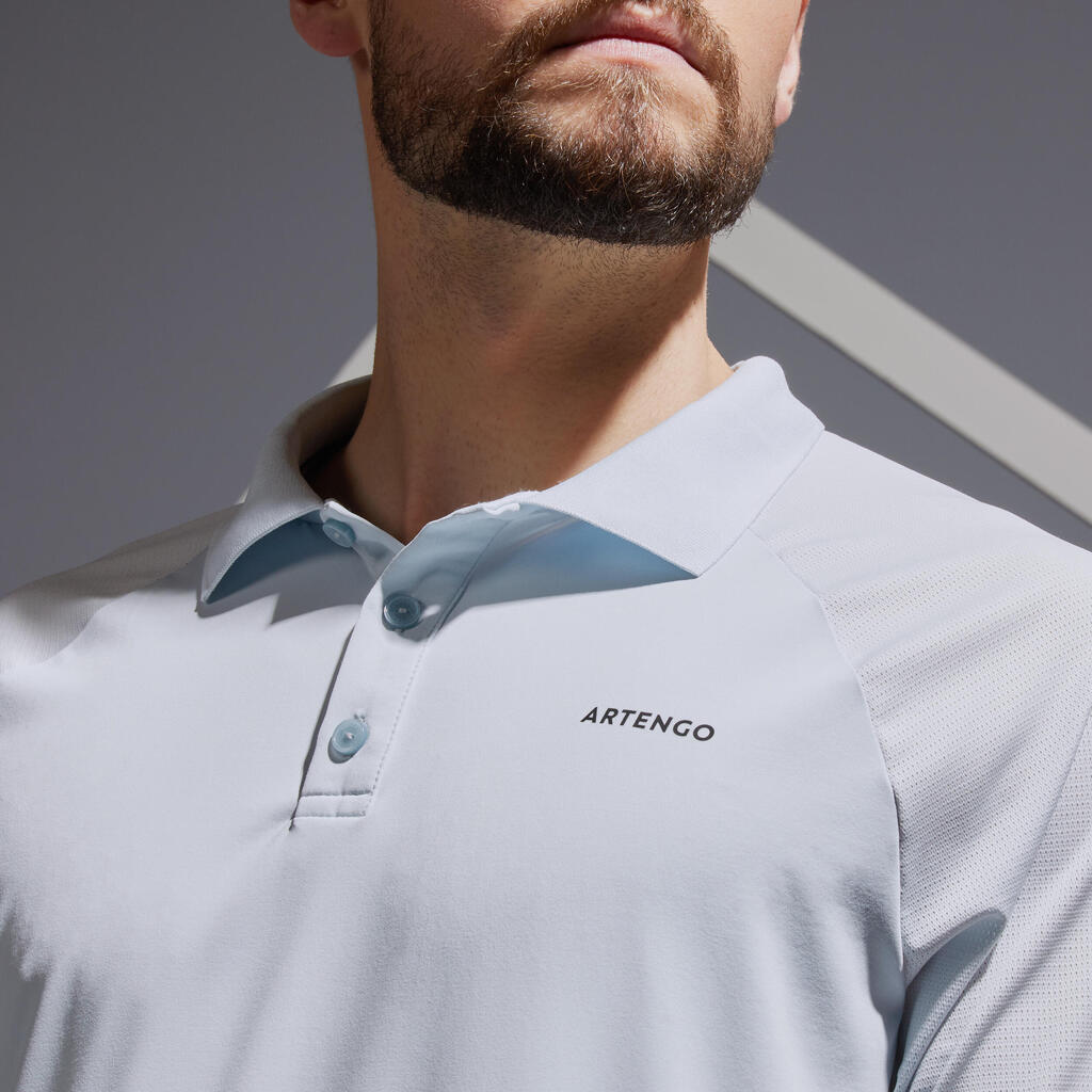 Tennis-Poloshirt Dry 500 Herren blau/weiss