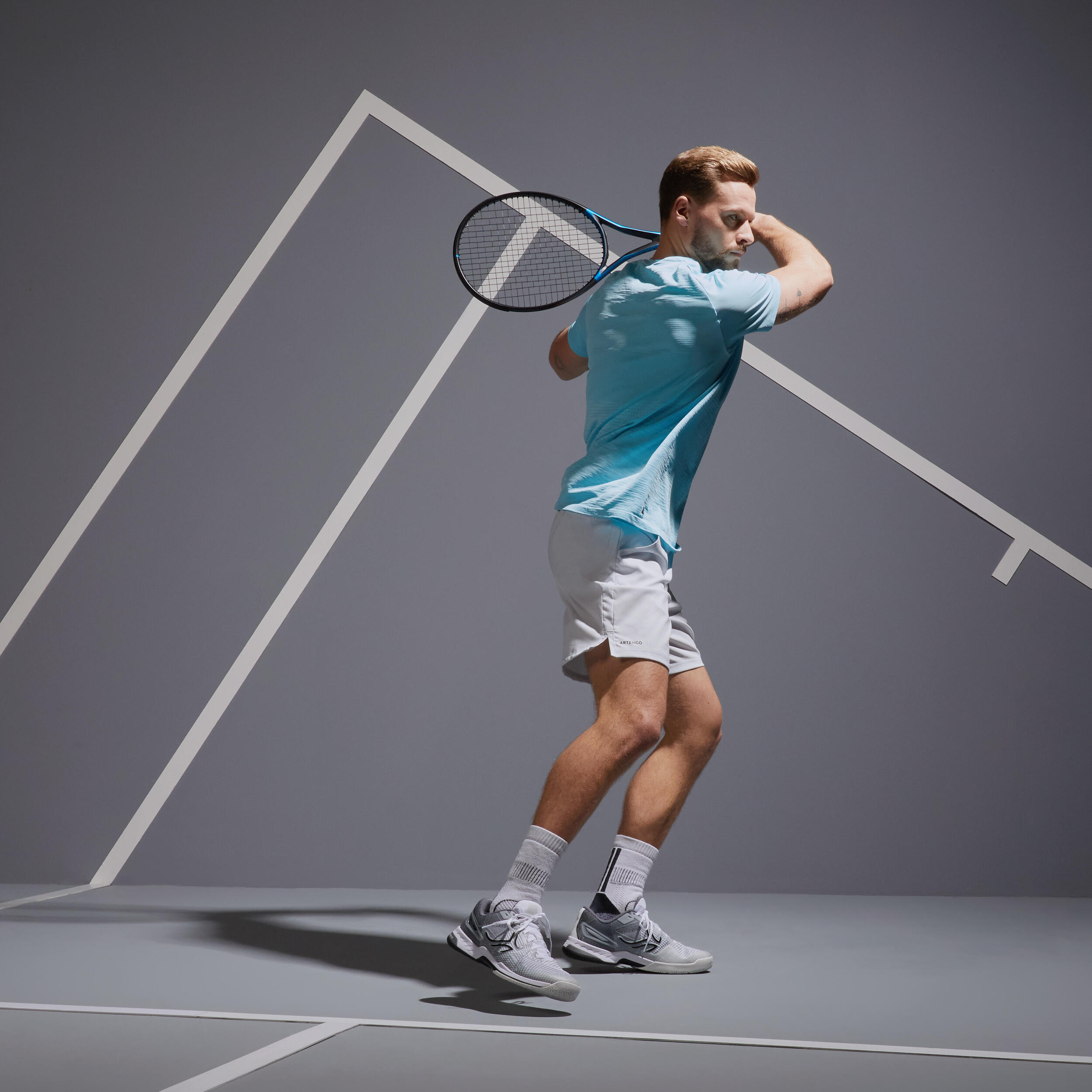 Men's Tennis Shorts Essential+ - Light Grey 2/6