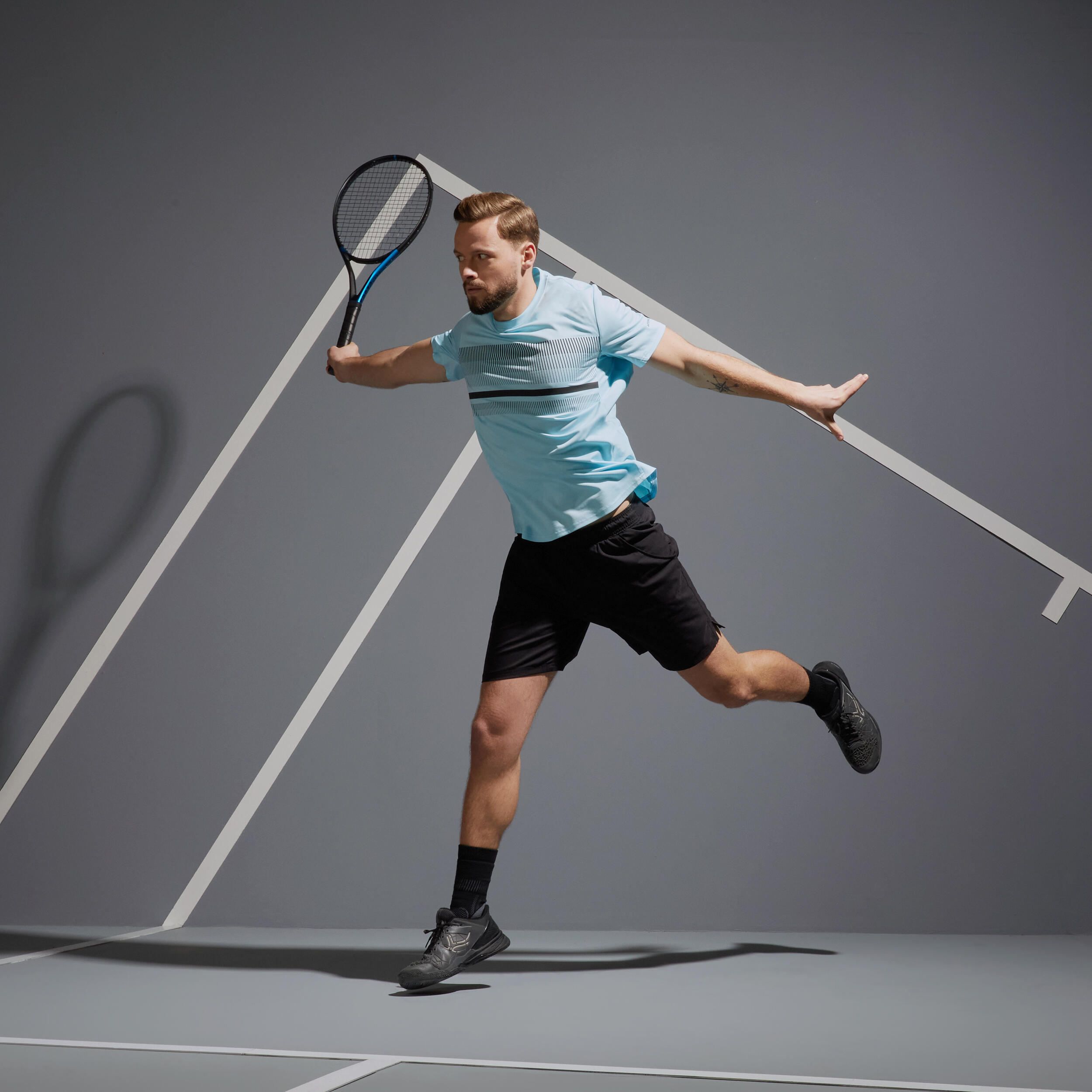 Men Tennis T-Shirt TTS100 Sky Blue