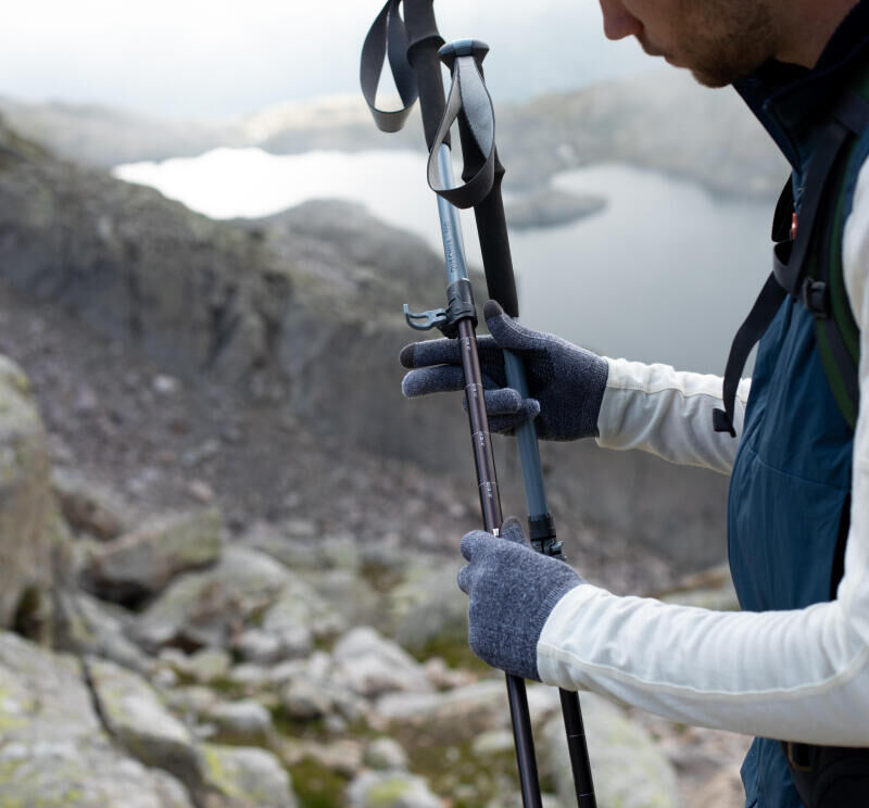 Using the external lock on trekking poles