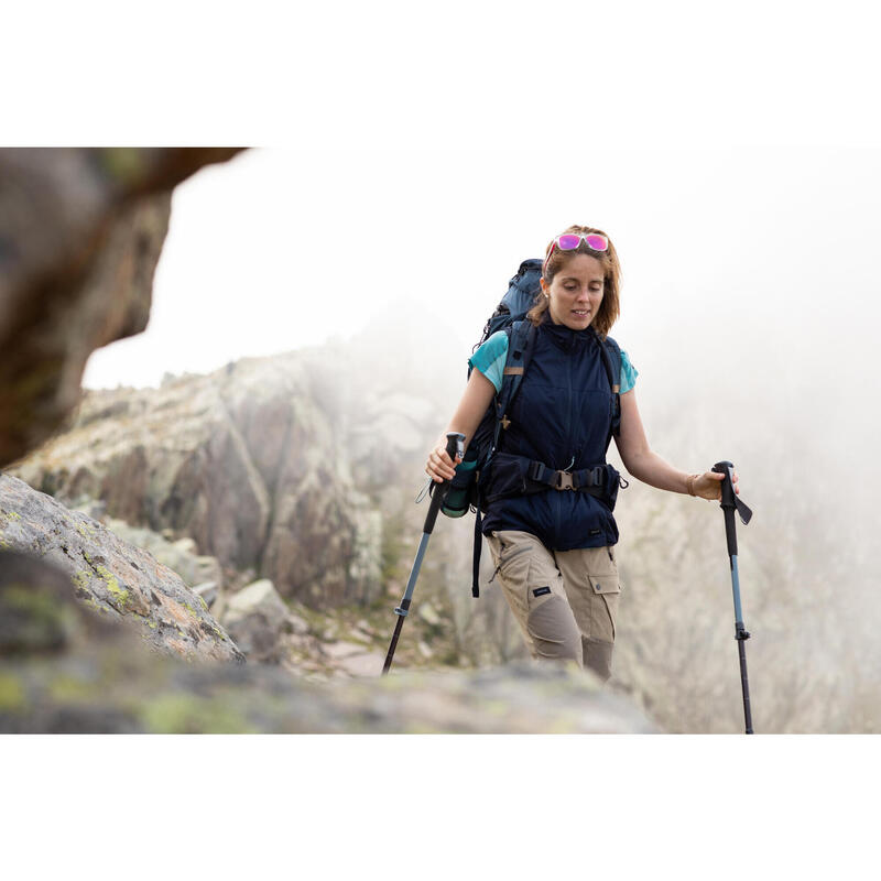 Vestă Anti-vânt trekking la munte TREK500 Albastru Damă 