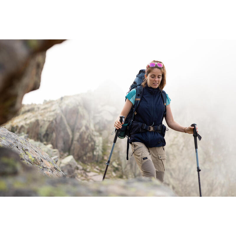 Women's mountain trekking windproof gilet - TREK 500 - Dark Blue