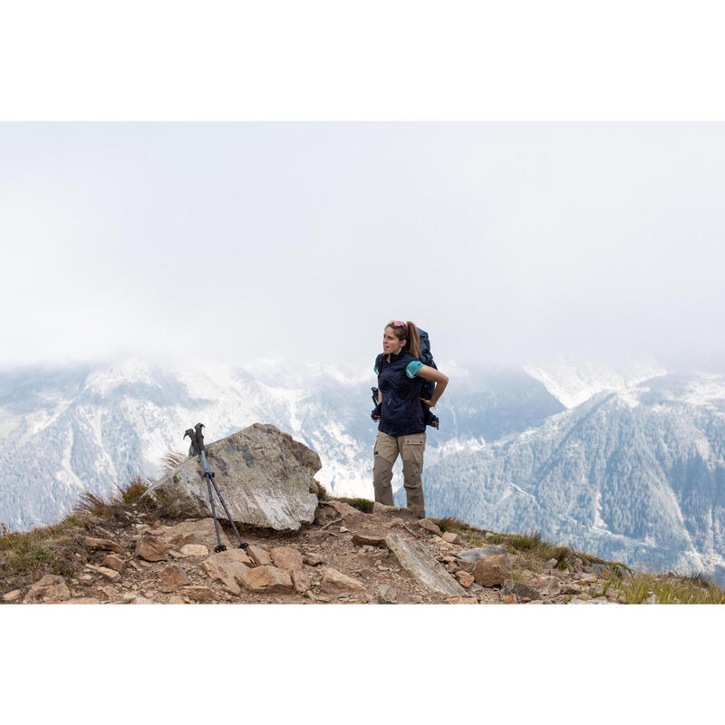 Vestă Anti-vânt trekking la munte TREK500 Albastru Damă 