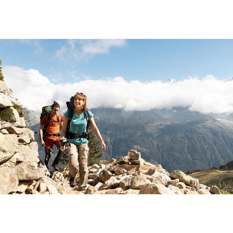 T-shirt de trek manches courtes en laine mérinos - Femme - MT500