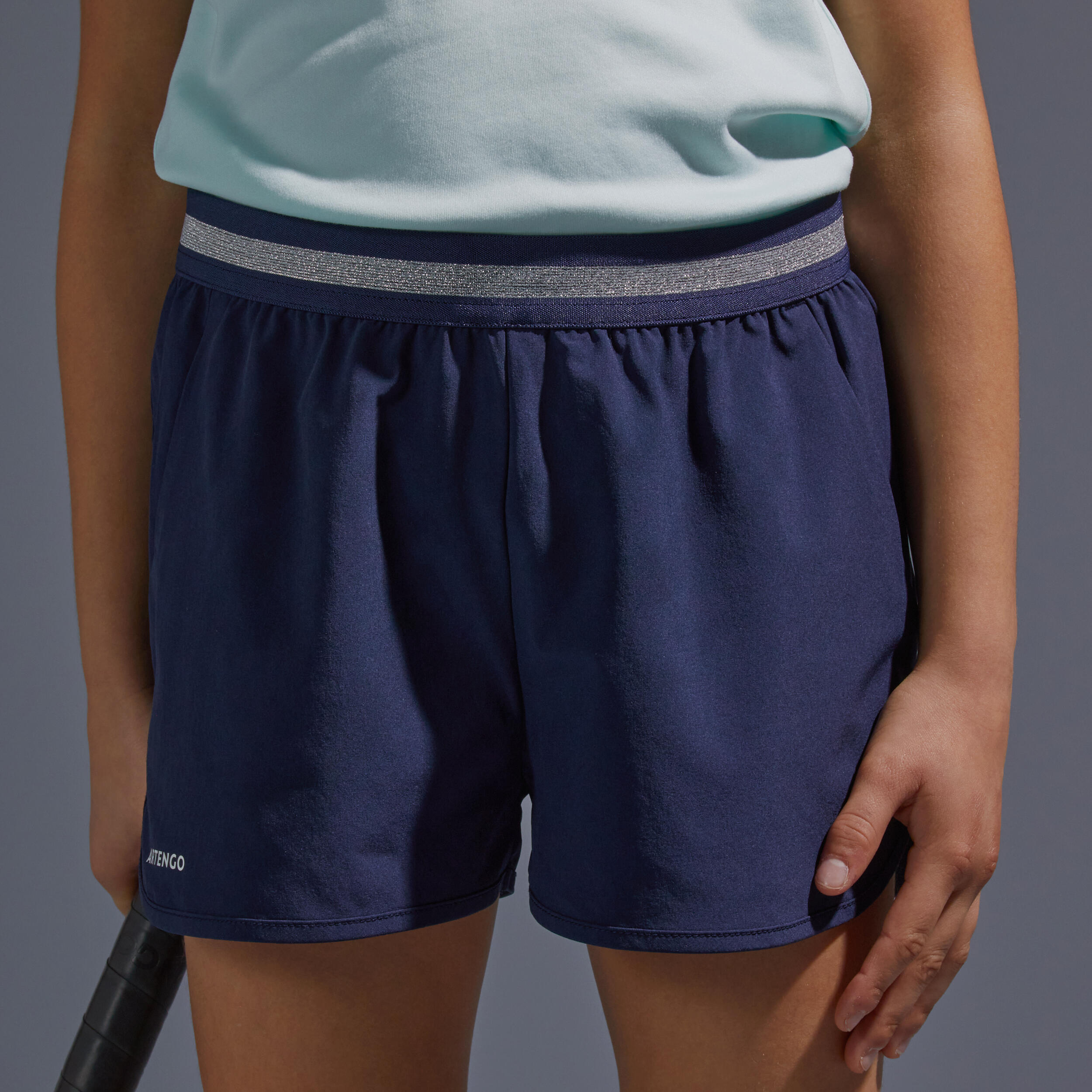 Pantalón corto de tenis Niña Artengo TSH 500 marino 2/5